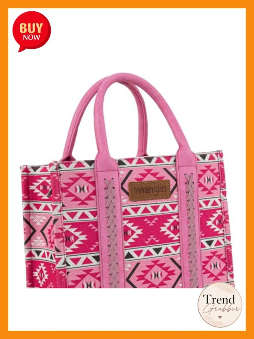 Canvas Cotton Tote Bag with Aztec Print, Guitar Strap, Zip Pockets